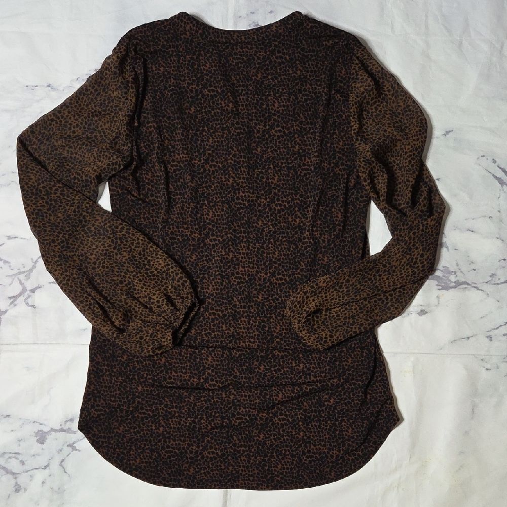 White House Black Market Leopard Print Blouse with Lace Detail - Picture 7 of 7